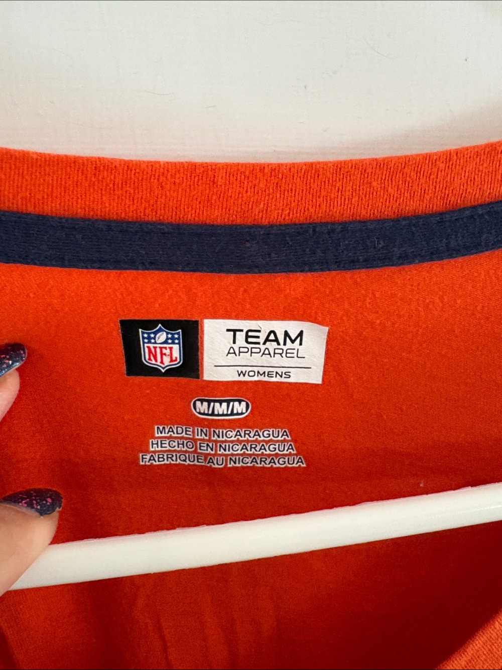 NFL Denver Broncos long sleeve v-neck t-shirt glitter logo Size Medium - Picture 6 of 8